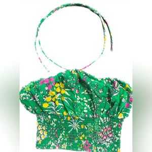 Fun Kelly Green Floral Halter Top